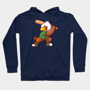 Cute Eagle Playing Baseball Cartoon Hoodie